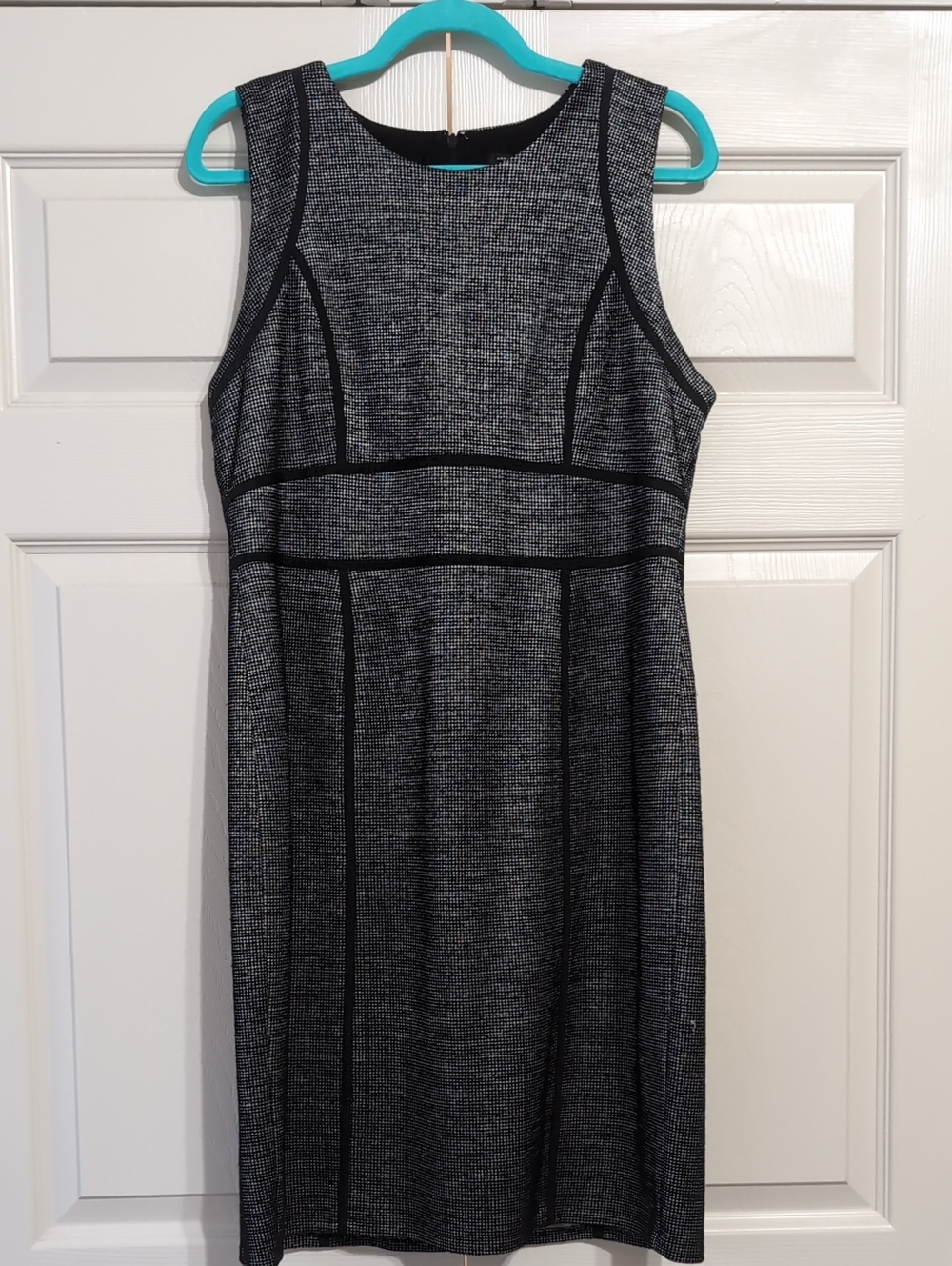 Ann Taylor Black and Gray Textured Sheath Dress